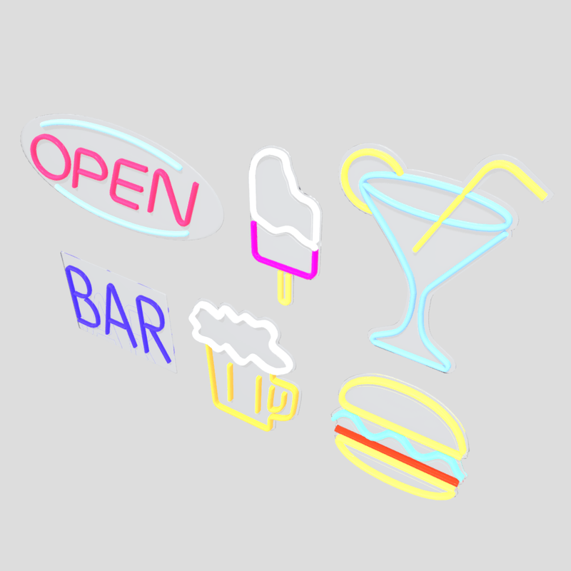 Neon Sign Pack - low poly PBR 3d model