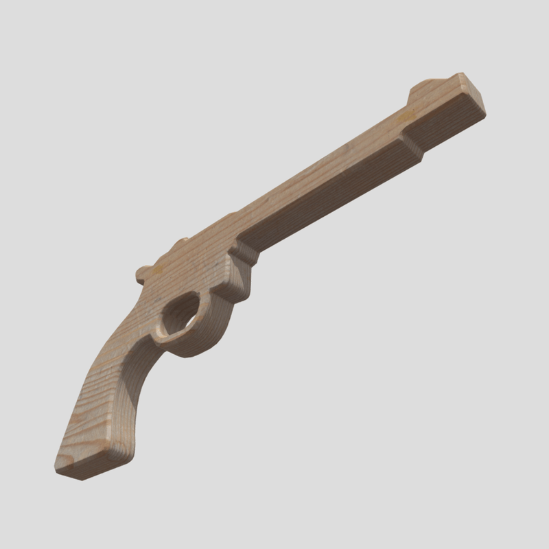 Wooden Toy Gun 3 - low poly PBR 3d model