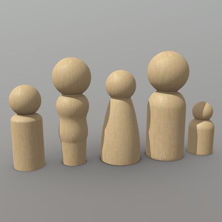 Wooden Toy People 2 - low poly PBR 3d model