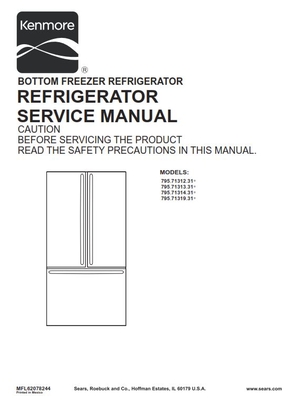 Kenmore 795 71312 71313 71314 71319 Refrigerator Service Manual