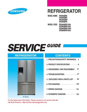 Samsung RF268ABRS RF268ABWP RF268ABBP RF268ABRS Refrigerator Service Manual