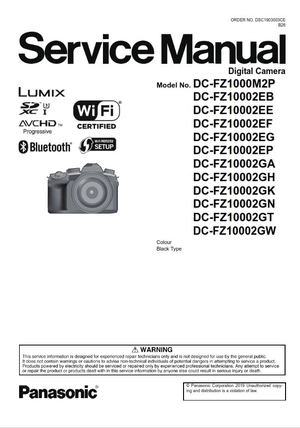 Panasonic Lumix DC FZ1000M2 FZ10002 FZ1000 II digital camera Service Manual