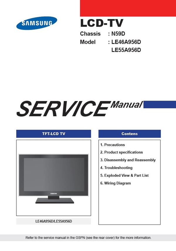 Samsung LE55A956D1M LCD TV Service Manual