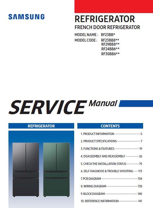 Samsung RF30BB6200QL RF30BB6600QL RF30BB69006M Refrigerator Service Manual PDF