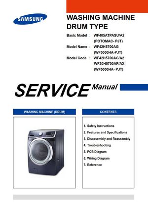 Samsung WF42H5700AG / WF20H5700AP Washing Machine Service Manual (PDF Download)