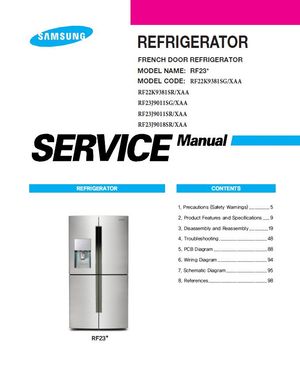 Samsung RF23J9011SG RF23J9011SR RF23J9018SR Refrigerator Service Manual