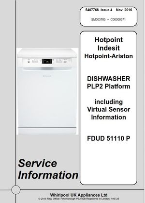 Hotpoint FDUD 51110 P Dishwasher Service Manual and Technicians Guide