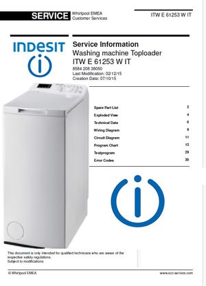 Indesit ITW E 61253 W IT Washing Machine Service Manual