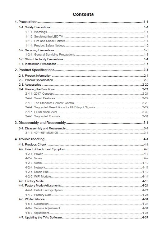 Samsung UE40MU6122K UE43MU6122K UE50MU6122K UE55MU6122K UE65MU6122K Service Manual