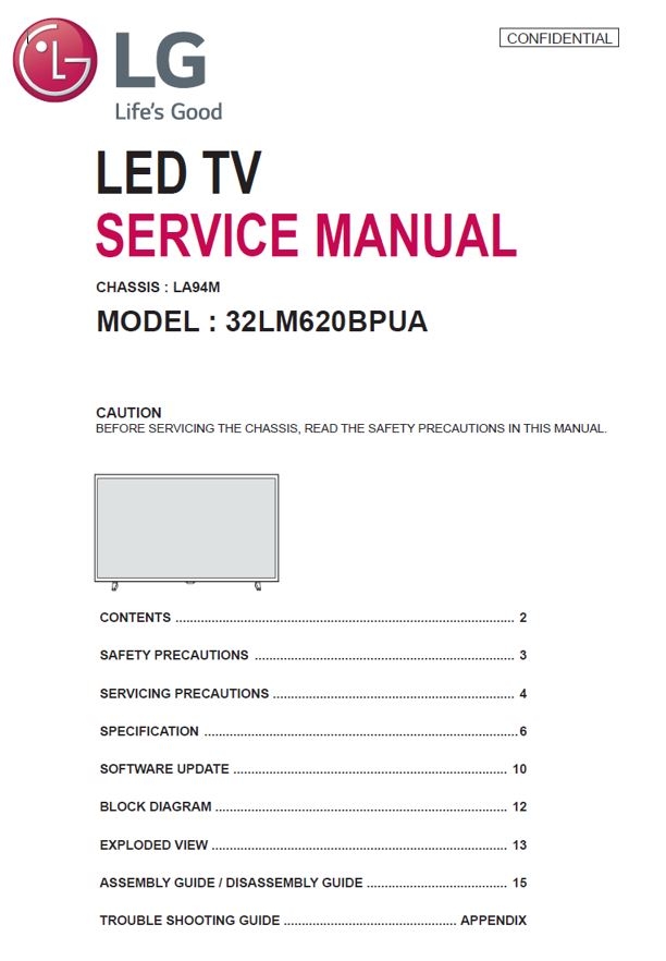 LG 32LM620BPUA 4K UHD Smart TV Service Manual
