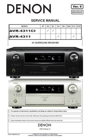 Denon AVR-4311CI 4311 AV Receiver Service Manual 