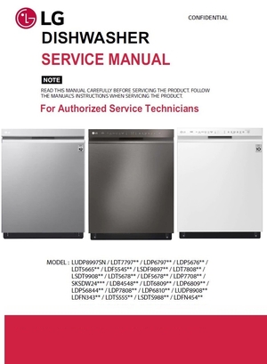 LG LDFN454S LDFN454D LDFN454W Dishwasher Service Manual and Repair Guide