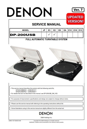 Denon DP-200USB Turntable Service Manual and Repair Guide