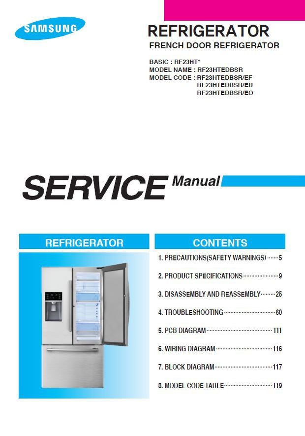 Samsung RF23HTEDBSR Refrigerator Service Manual &amp; Repair Guide