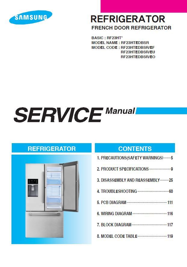 Samsung RF23HTEDBSR Refrigerator Service Manual & Repair Guide