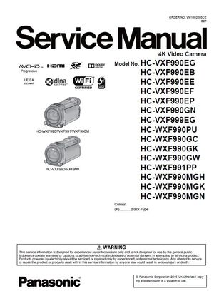 Panasonic HC VXF990 VXF999 WXF990 WXF990M WXF991 Camcorder Service Manual