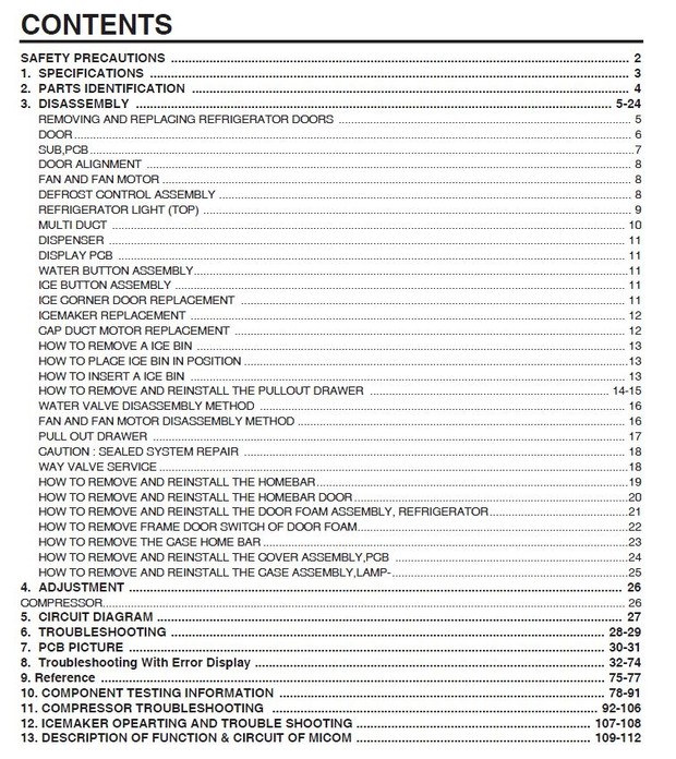 LG LFXS30796D Refrigerator Service Manual and Repair Guide