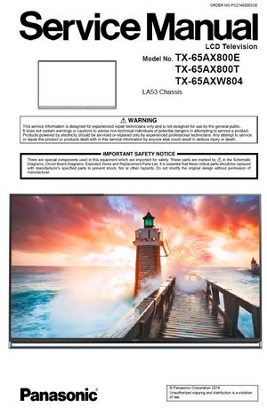Panasonic TX 65AXW804 65AX800E 65AX800T 4K LED TV Service Manual