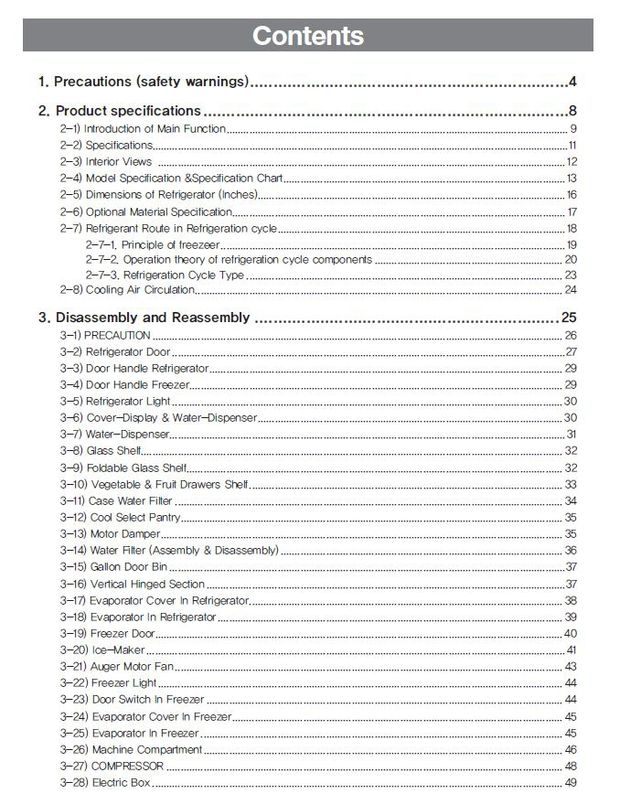Samsung RF263TEAE RF263BEAE French Door Refrigerator Service Repair Manual