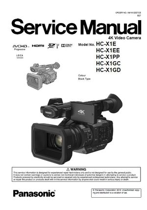Panasonic HC X1 HD PRO Camcorder Service Manual