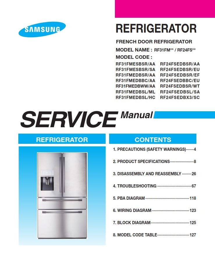 Samsung RF31FMESBSR RF31FMEDBSR RF31FMEDBBC RF31FMEDBW
