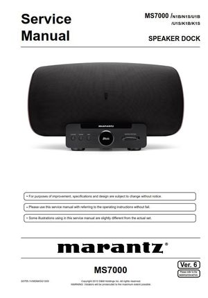Marantz MS7000 Speaker Dock System Service Manual – Repair Guide PDF (Instant Download)