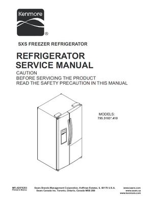Kenmore 51832 51833 51839 Refrigerator Service Manual and Repair Guide