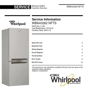 Whirlpool WBA43282 NFTS refrigerator Service Manual