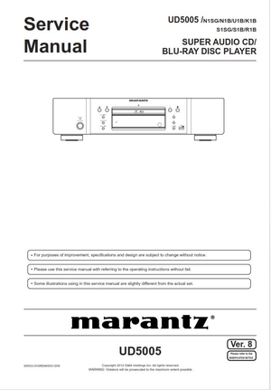 Marantz UD5005 Blu Ray Player Service Repair Manual 