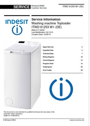 Indesit ITWD 61253 W1 (DE) Washing Machine Service Manual