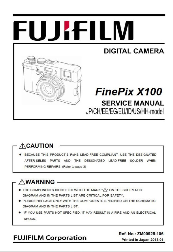 FujiFilm FinePix X100 Digital Camera Service Manual