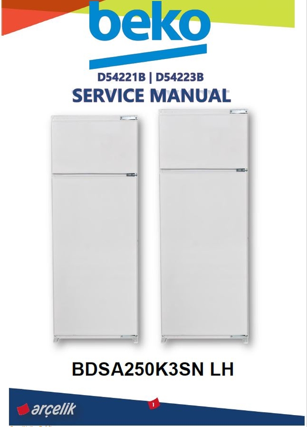 Beko BDSA250K3SN LH Refrigerator Service Manual