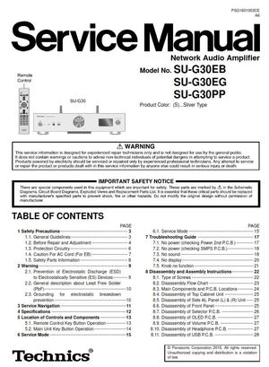 Technics SU-G30 Network Audio Amplifier Service Manual &amp; Repair Guide (PDF Download)