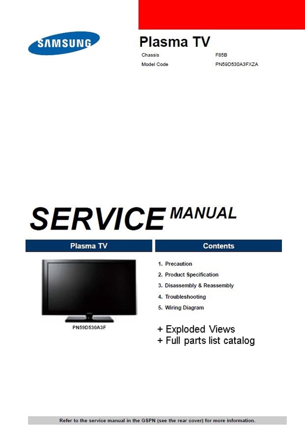 Samsung PN59D530A3F Plasma TV Service Manual