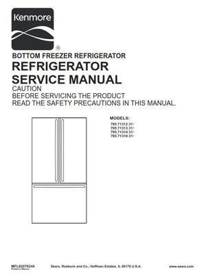 Kenmore 795 71312 71313 71314 71319 Refrigerator Service Manual