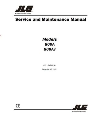 JLG 800A 800AJ Articulating Boom Lift Service Manual