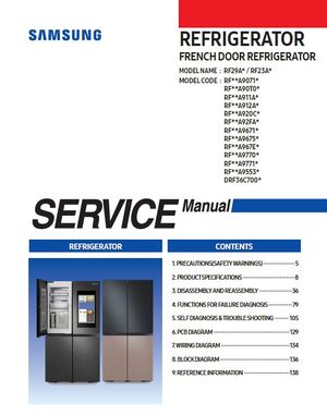 Samsung RF23A9771SR / RF23A9771SG Refrigerator Service Manual &amp; Repair Guide (PDF Download)