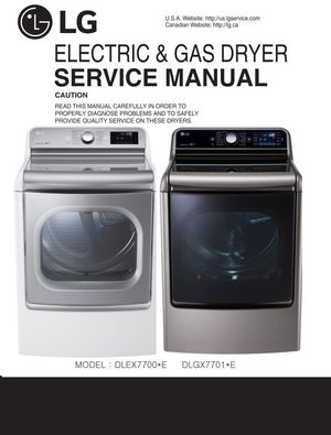 LG DLEX7700VE / DLEX7700WE / DLGX7701VE / DLGX7701WE Dryer Service Manual – Repair Guide PDF (Instan