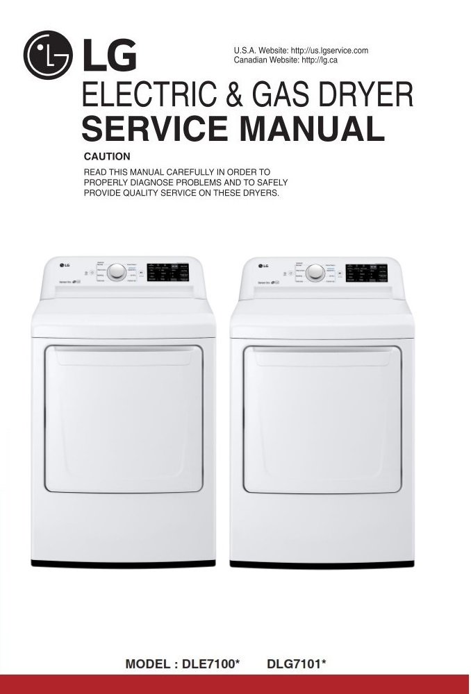 LG DLE7100 DLE7100W DLG7101W Dryer Service Manual