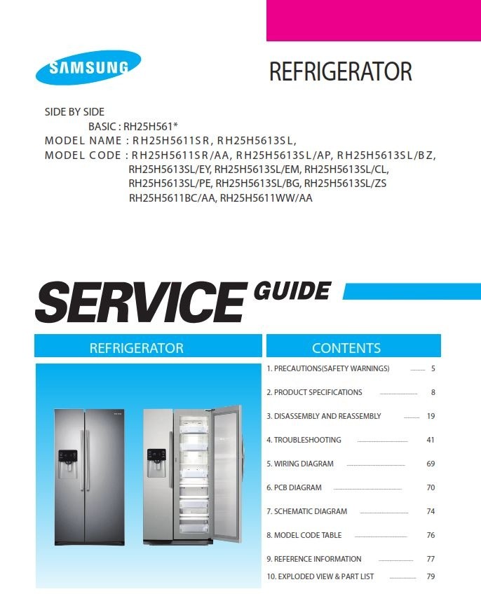 Samsung RH25H5611SR RH25H5613SL RH25H5611BC RH25H5611W