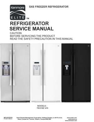 Kenmore Elite 51822 51823 51829 Refrigerator Service Manual