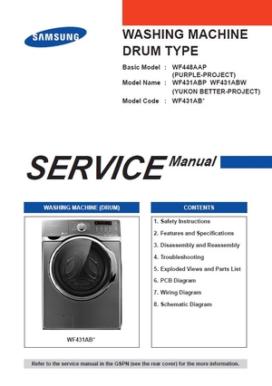 Samsung WF431ABW WF431ABP Washer Service Manual and Repair Guide