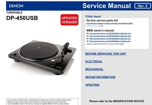 Denon DP-450USB Turntable Service Manual and Repair Guide