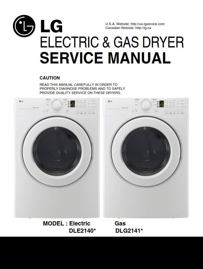 LG DLE2140W DLG2141W Dryer Service Manual and Technici