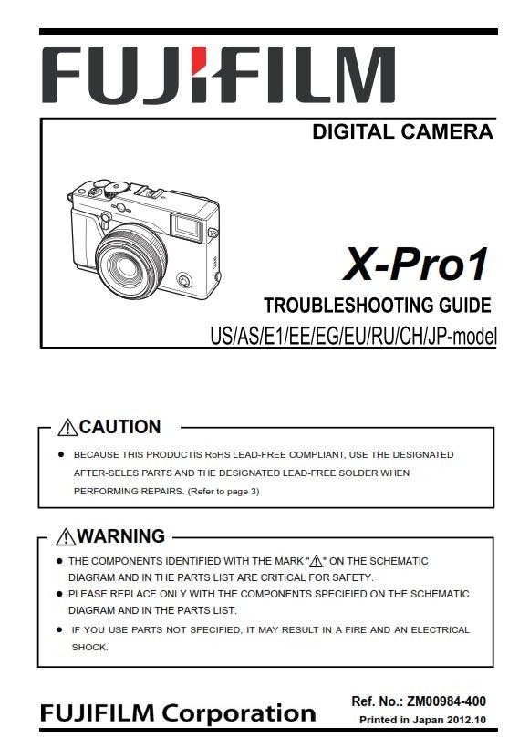 FujiFilm X-Pro1 Digital Camera Service Manual