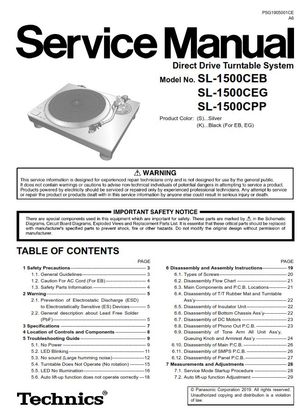Technics SL 1500C Turn Table Service Manual and Repair Guide