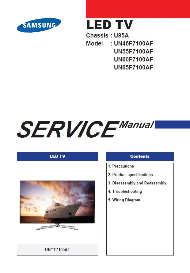 Samsung UN46F7100AF UN55F7100AF UN60F7100AF UN65F7100AF TV Service Manual