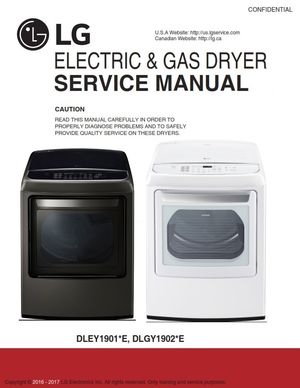 LG DLEY1901KE DLEY1901WE Dryer Service Manual and Technicians Guide