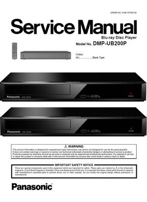 Panasonic DMP UB200 Service Manual and Repair Instructions