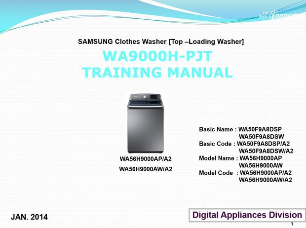 Samsung WA56H9000AP WA56H9000AW Washing Machine Service Manual